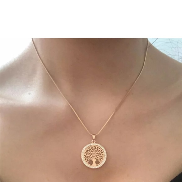 Tree Of Life Crystal Round Small Pendant Necklace - Picture 4 of 6